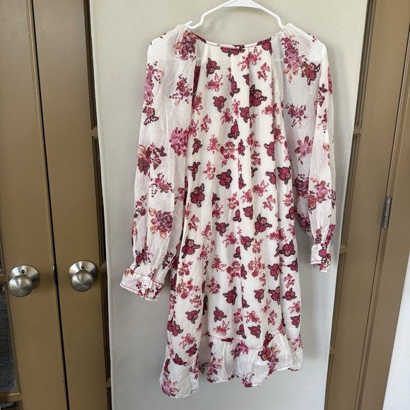 Free People Womens Large Ivory Combo Floral Long Sleeve‎ Camellia Mini Dress - Picture 8 of 11